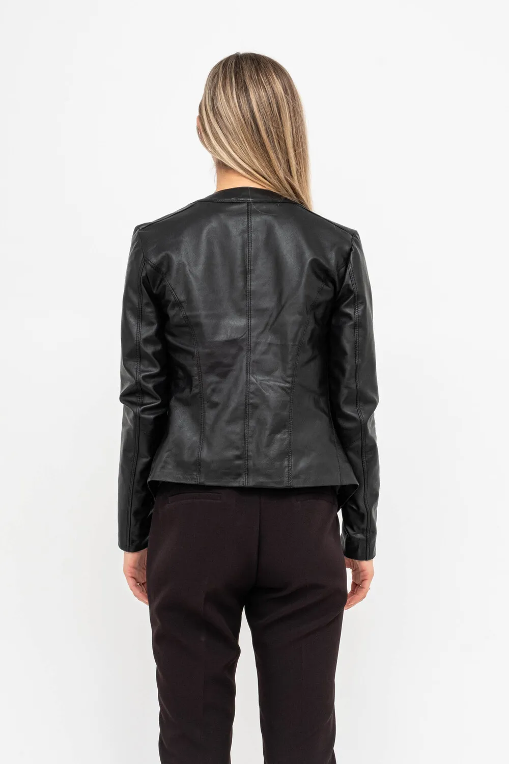 GIACCA PELLE GIROCOLLO BOTTONI ZIP