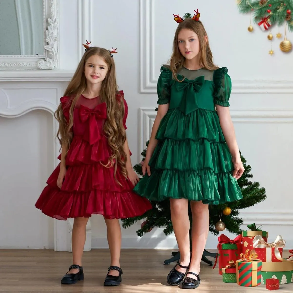 Girls Christmas wedding princess dress child elegant party evening tulle birthday