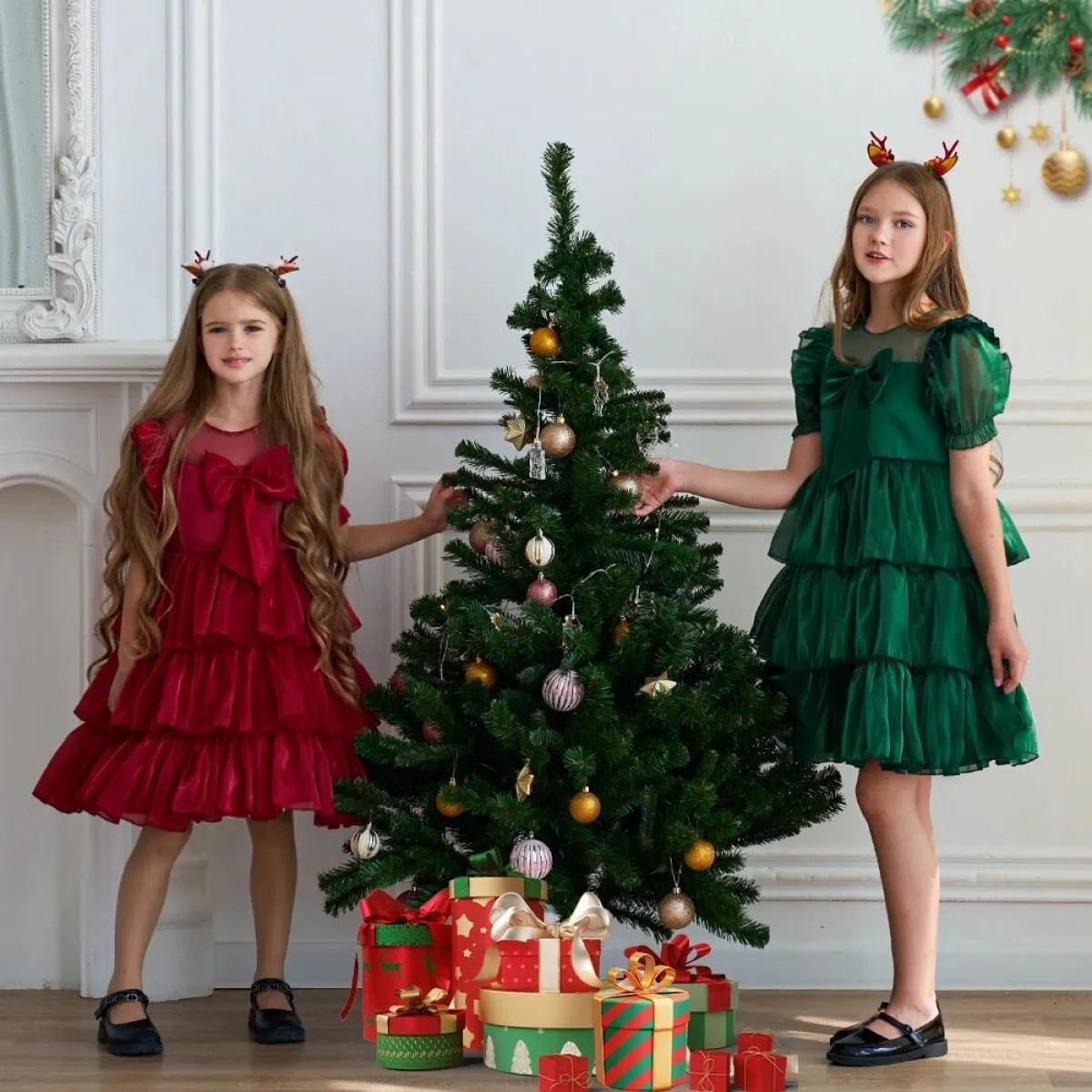 Girls Christmas wedding princess dress child elegant party evening tulle birthday