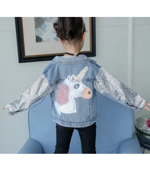 Giubbino baby denim unicorn