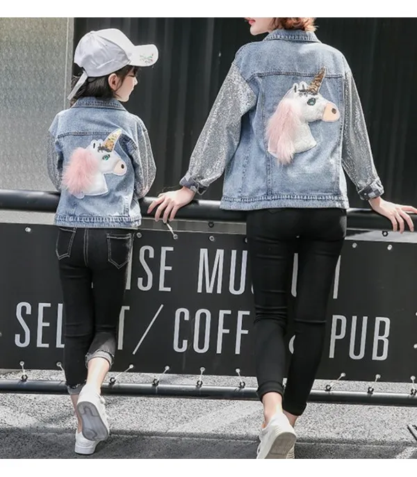 Giubbino baby denim unicorn