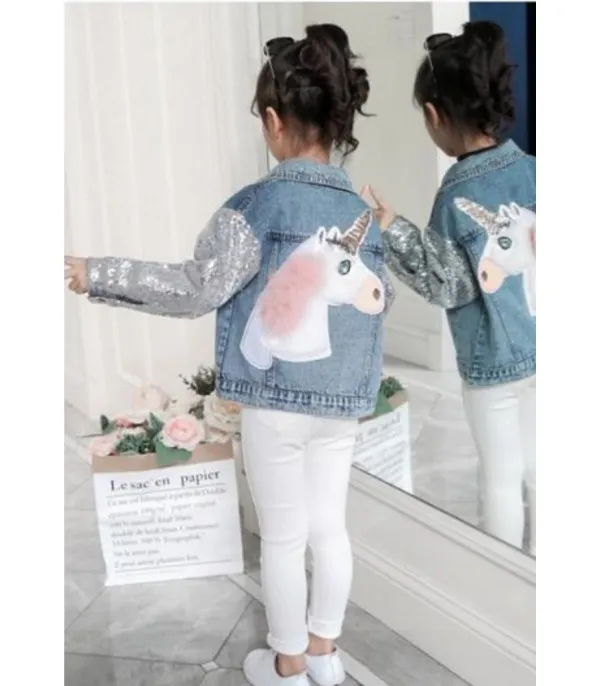 Giubbino baby denim unicorn
