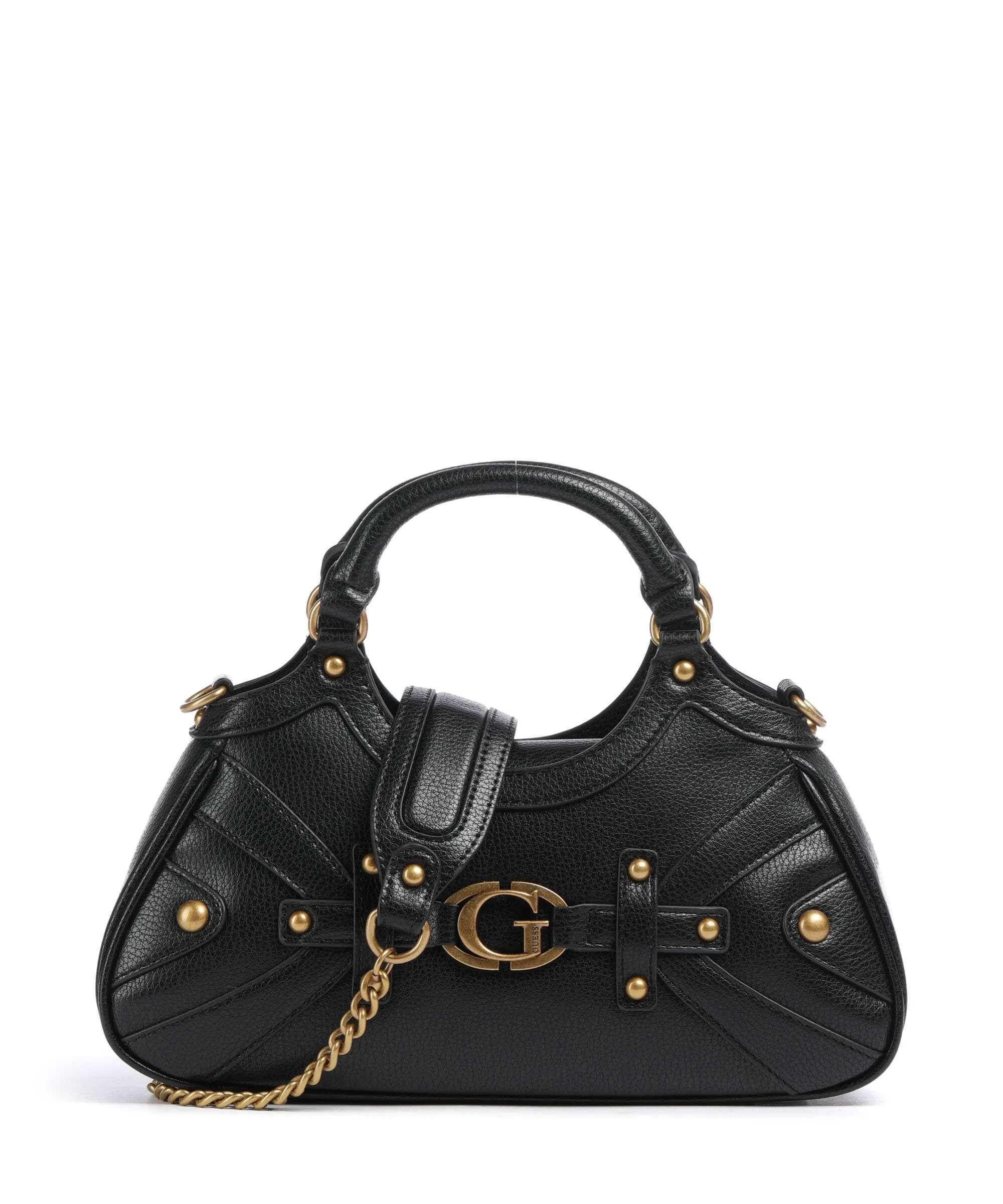 Gold/Black Synthetic Leather Mintha Handbag by Guess