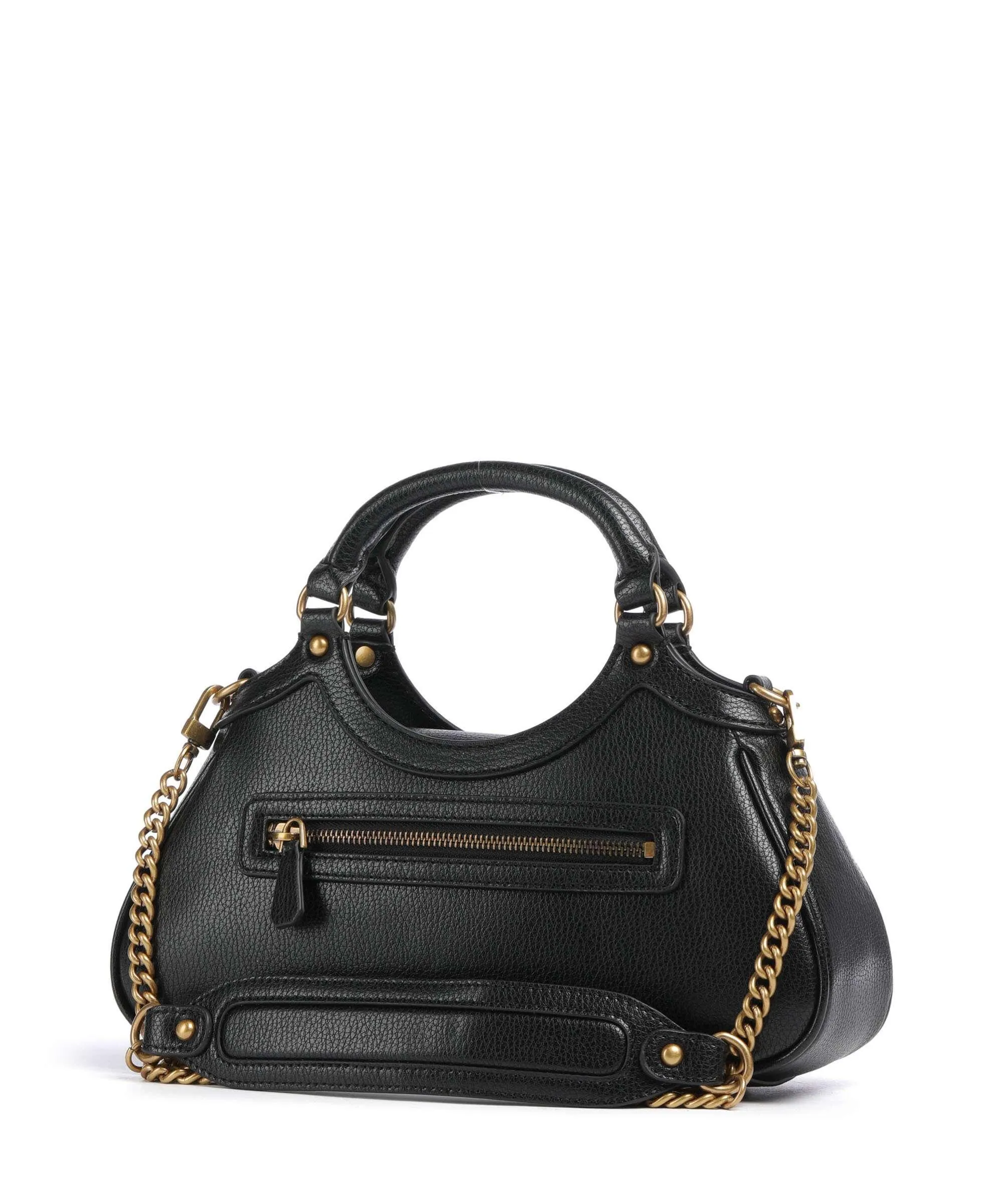Gold/Black Synthetic Leather Mintha Handbag by Guess