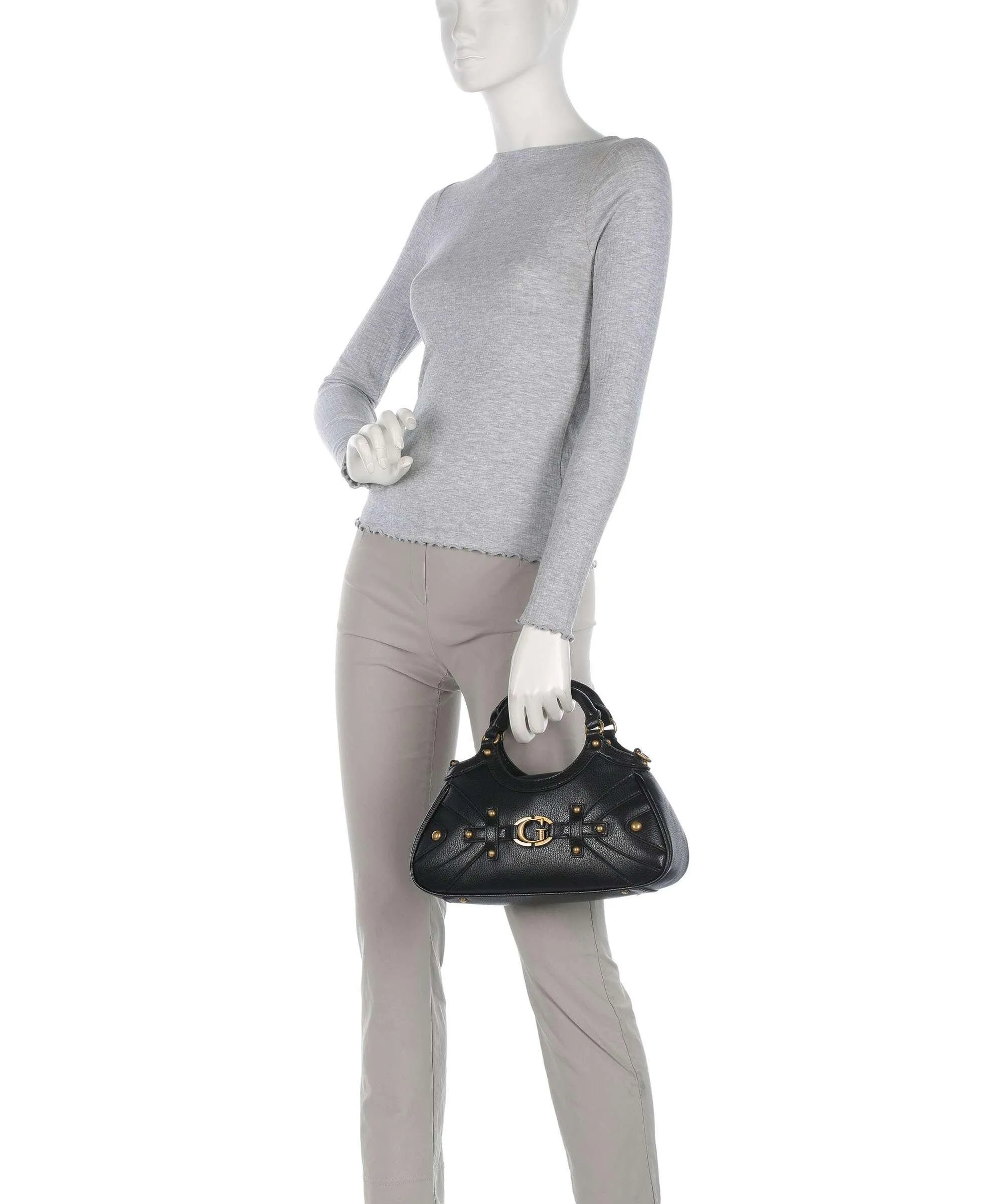 Gold/Black Synthetic Leather Mintha Handbag by Guess