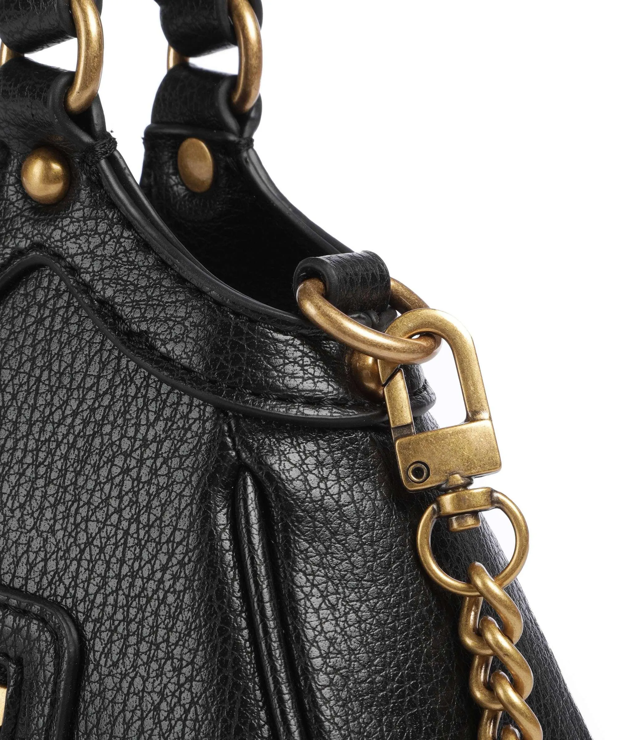 Gold/Black Synthetic Leather Mintha Handbag by Guess