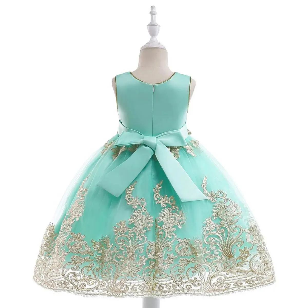 Golden Christmas flower dress for children, birthday, princess party, elegant clothing, children's clothing