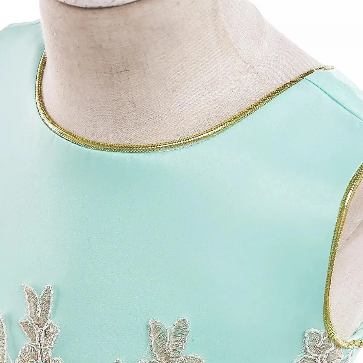 Golden Christmas flower dress for children, birthday, princess party, elegant clothing, children's clothing