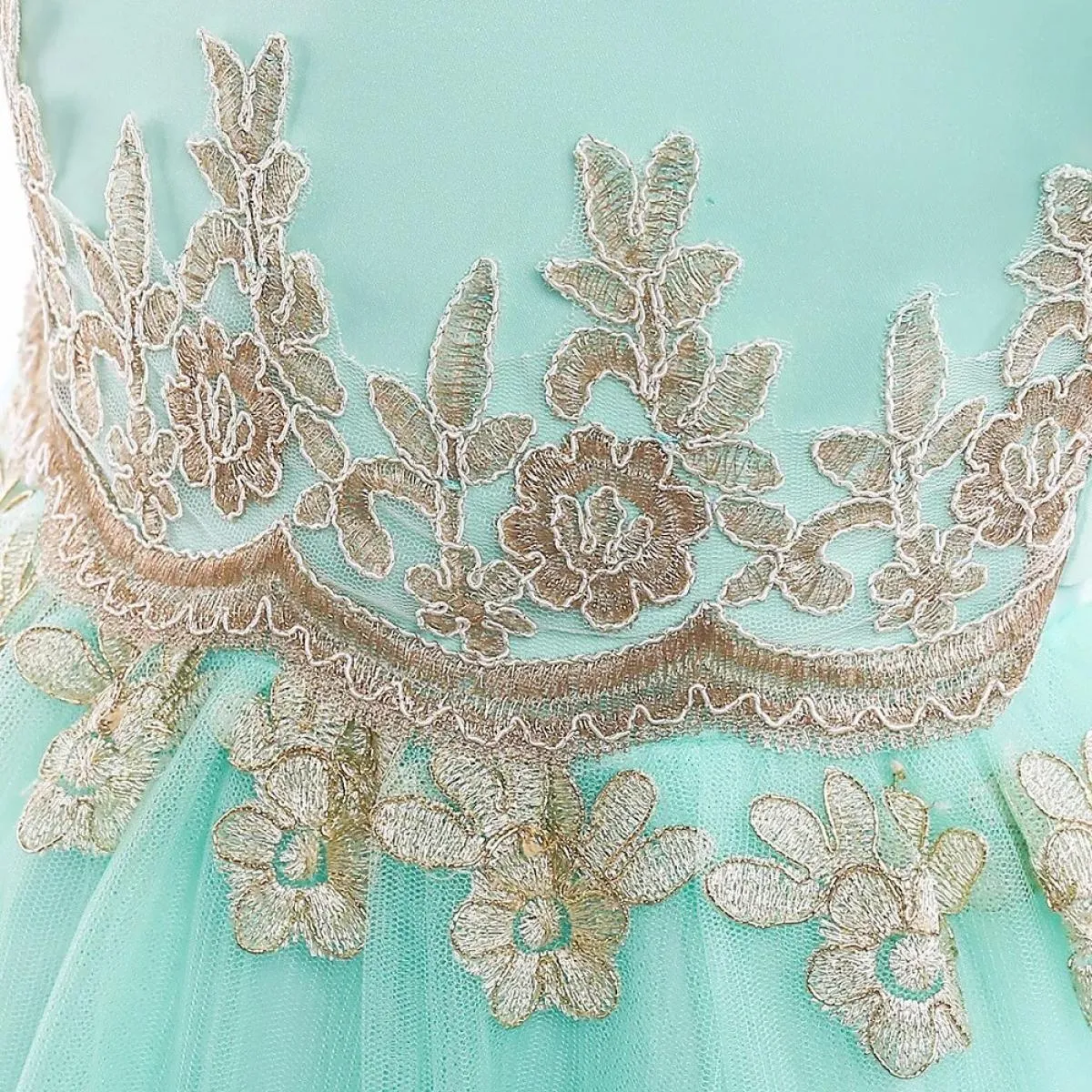 Golden Christmas flower dress for children, birthday, princess party, elegant clothing, children's clothing