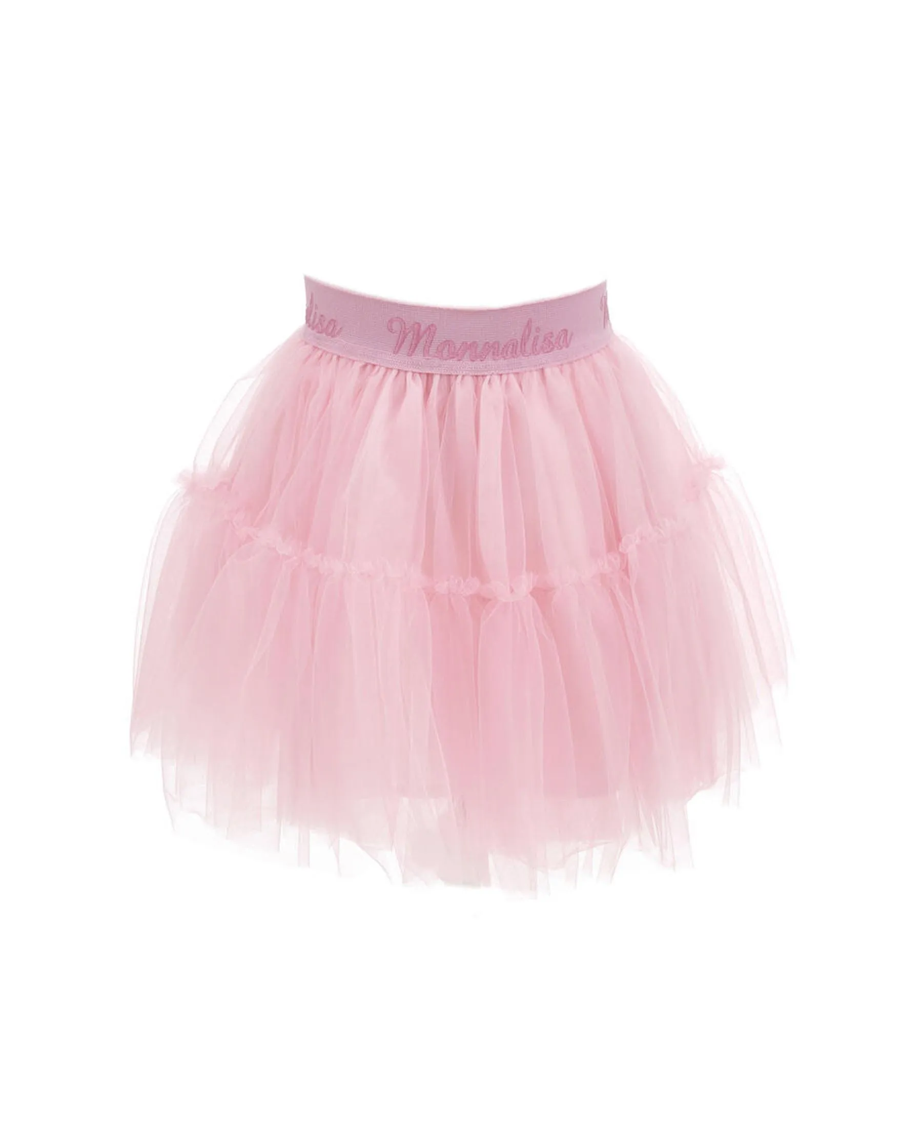 Gonna a lunghezza media in tulle rosa con balze 4-10 anni