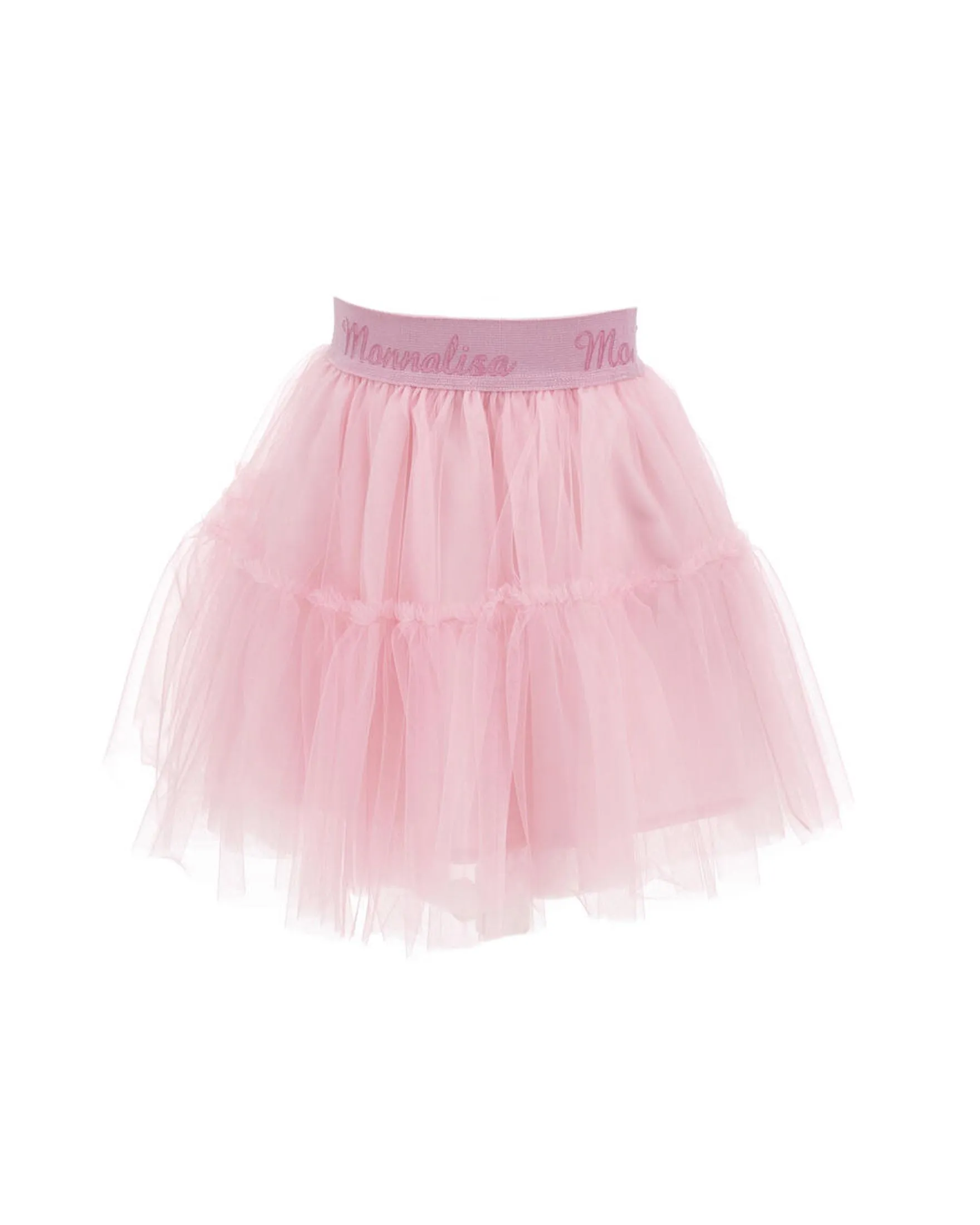 Gonna a lunghezza media in tulle rosa con balze 4-10 anni