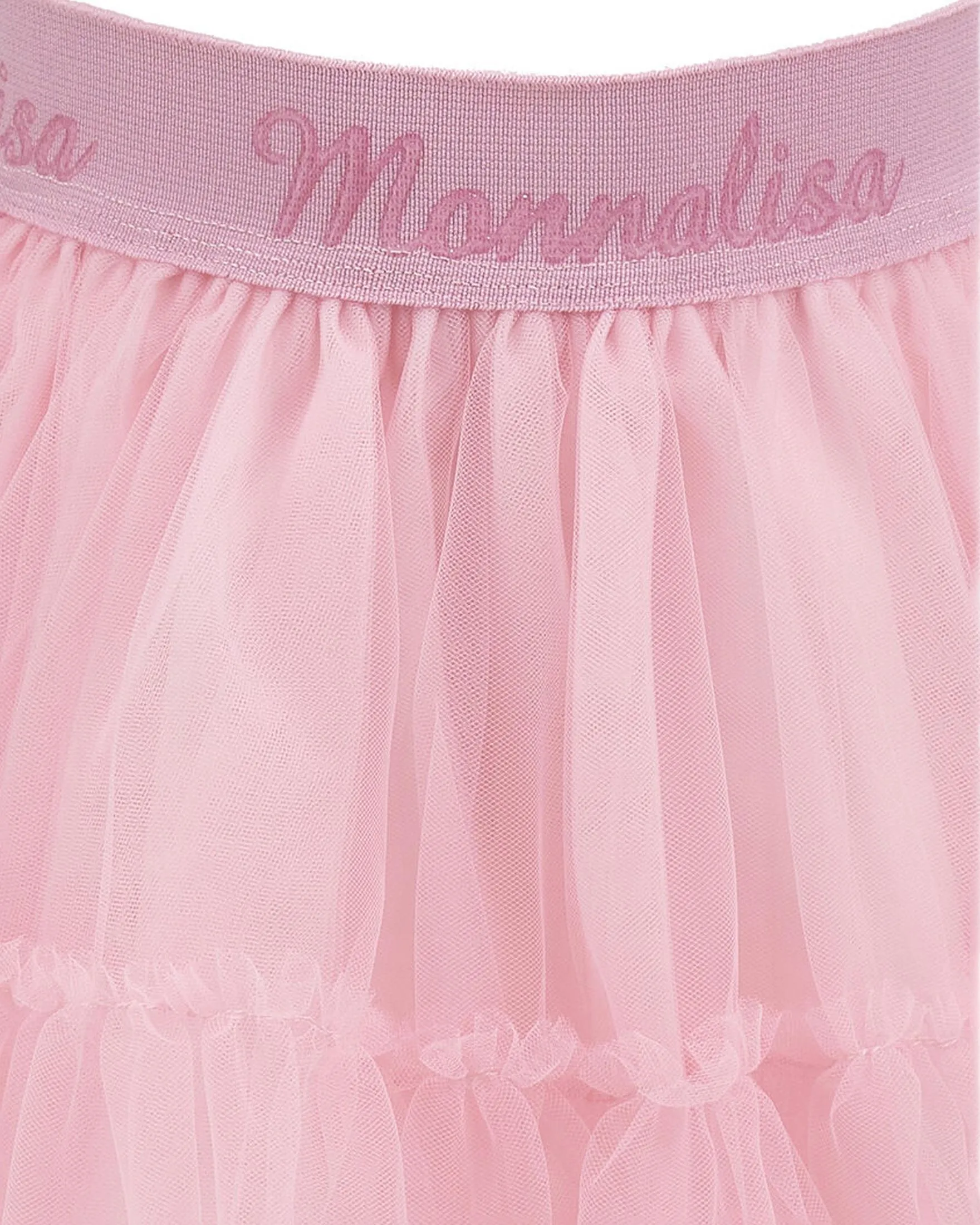 Gonna a lunghezza media in tulle rosa con balze 4-10 anni