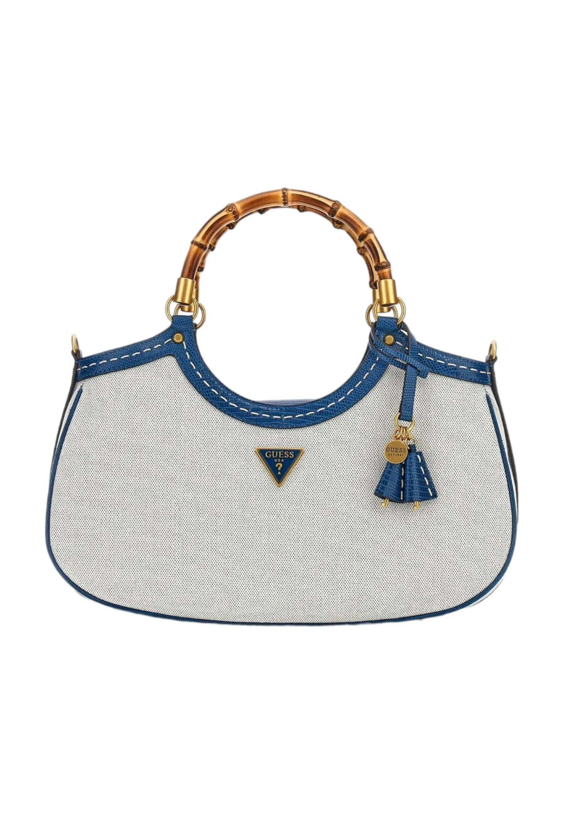 GUESS Zabry Mini Borsa Satchel Donna Petrol Bianco BA923376 - Shop online now!