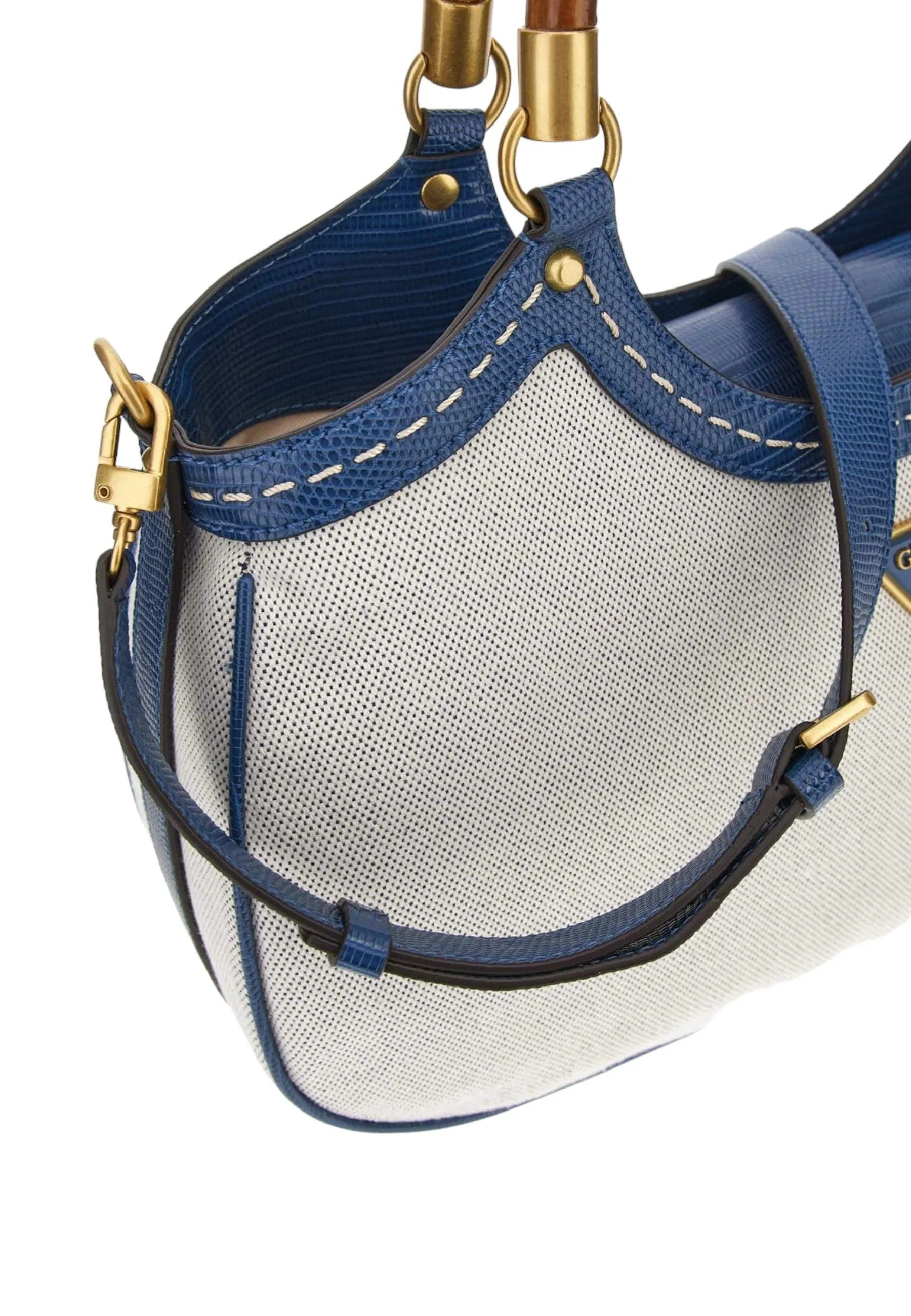 GUESS Zabry Mini Borsa Satchel Donna Petrol Bianco BA923376 - Shop online now!