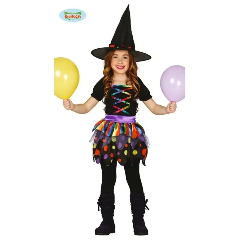 Halloween Carnival Witch Costume for Children 10/12 Years Dress and Hat for Dress-up Party