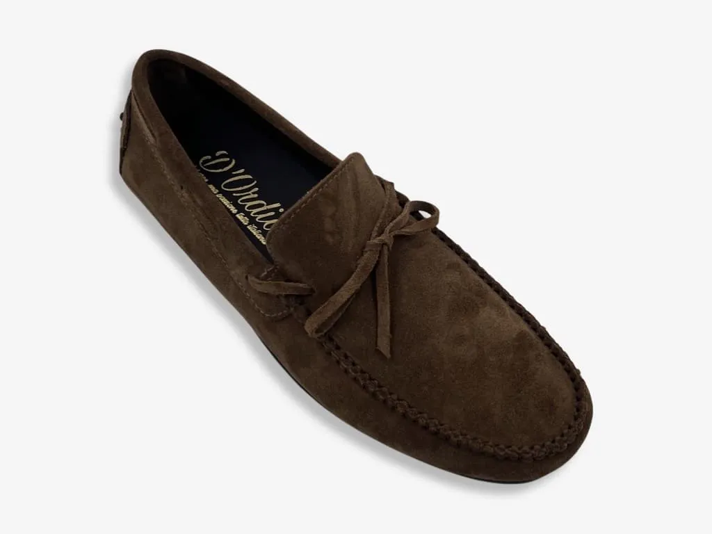 Handmade suede moccasin shoe by D'Ordia.