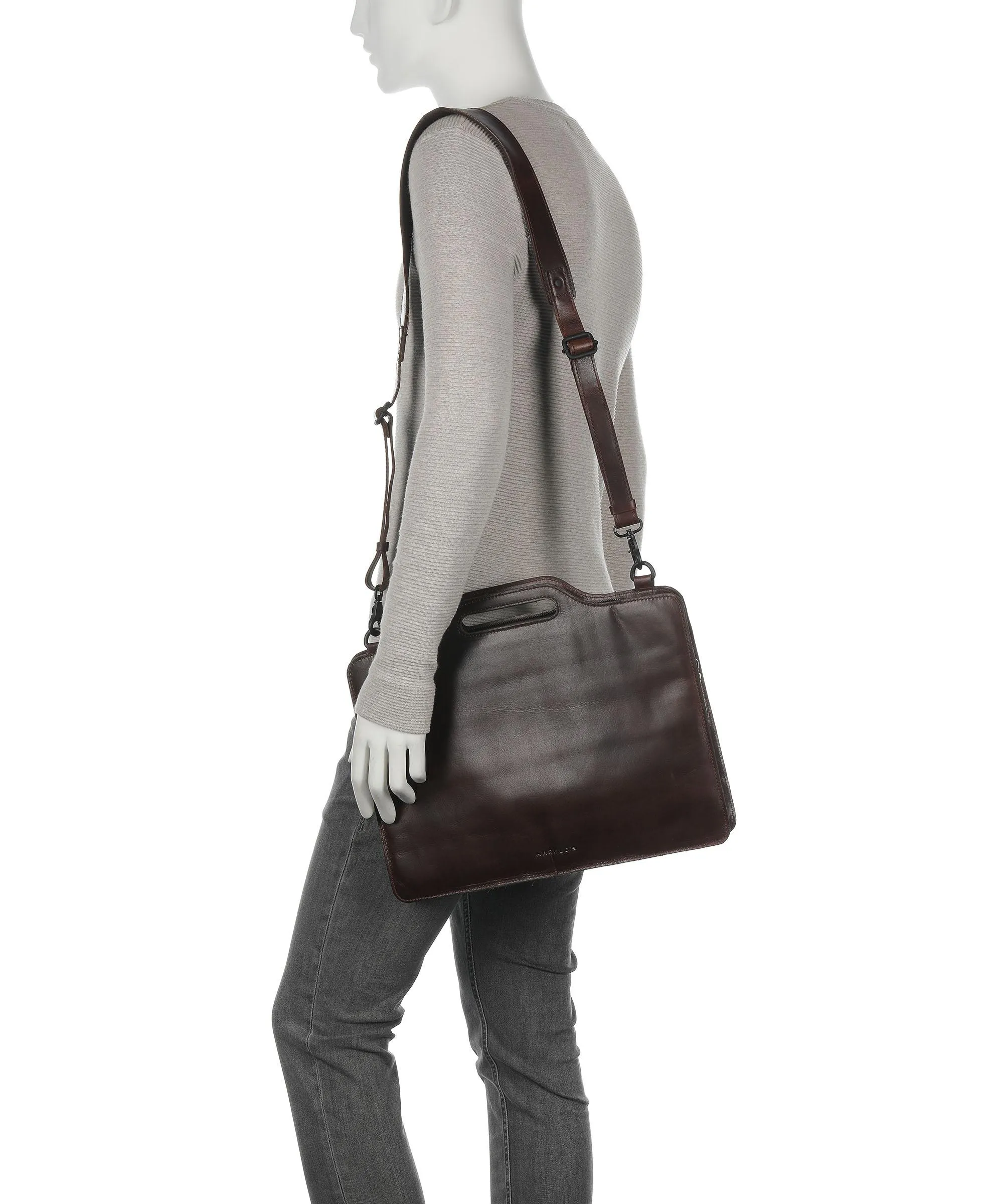 Harold's Aber 13-Inch Dark Brown Leather Laptop Bag