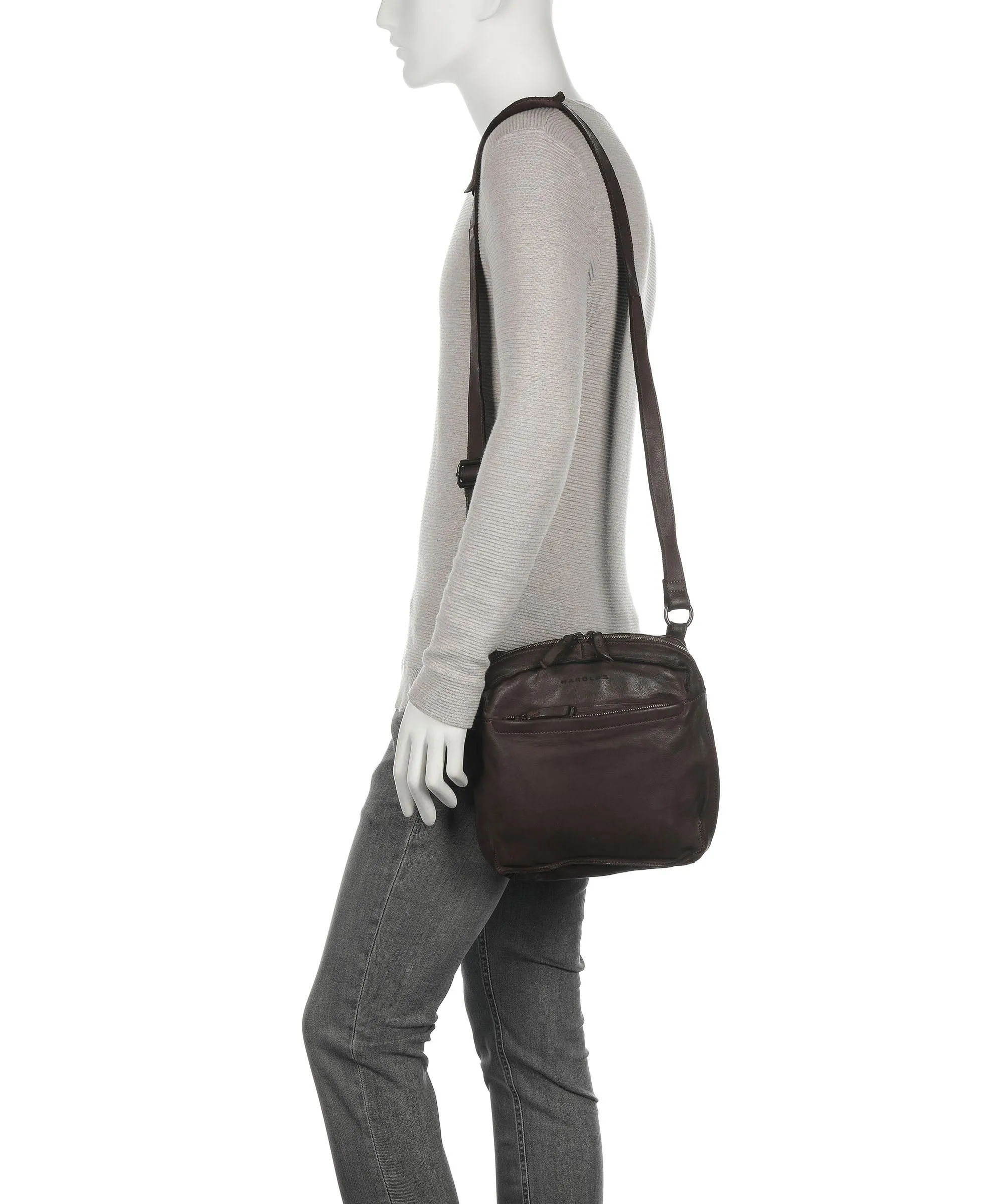 Harold's Submarine Brown Leather Granulated Shoulder Bag