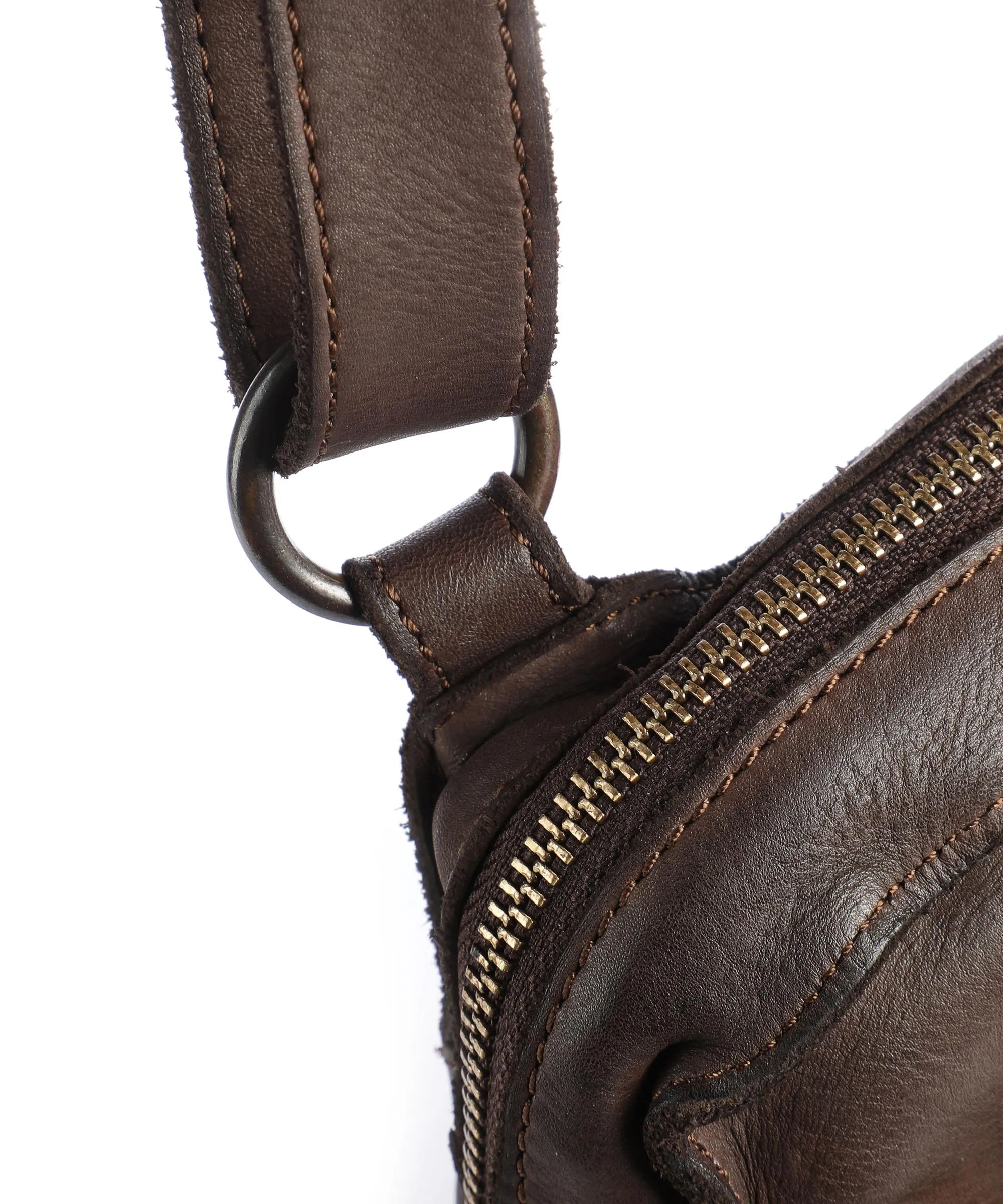 Harold's Submarine Brown Leather Granulated Shoulder Bag