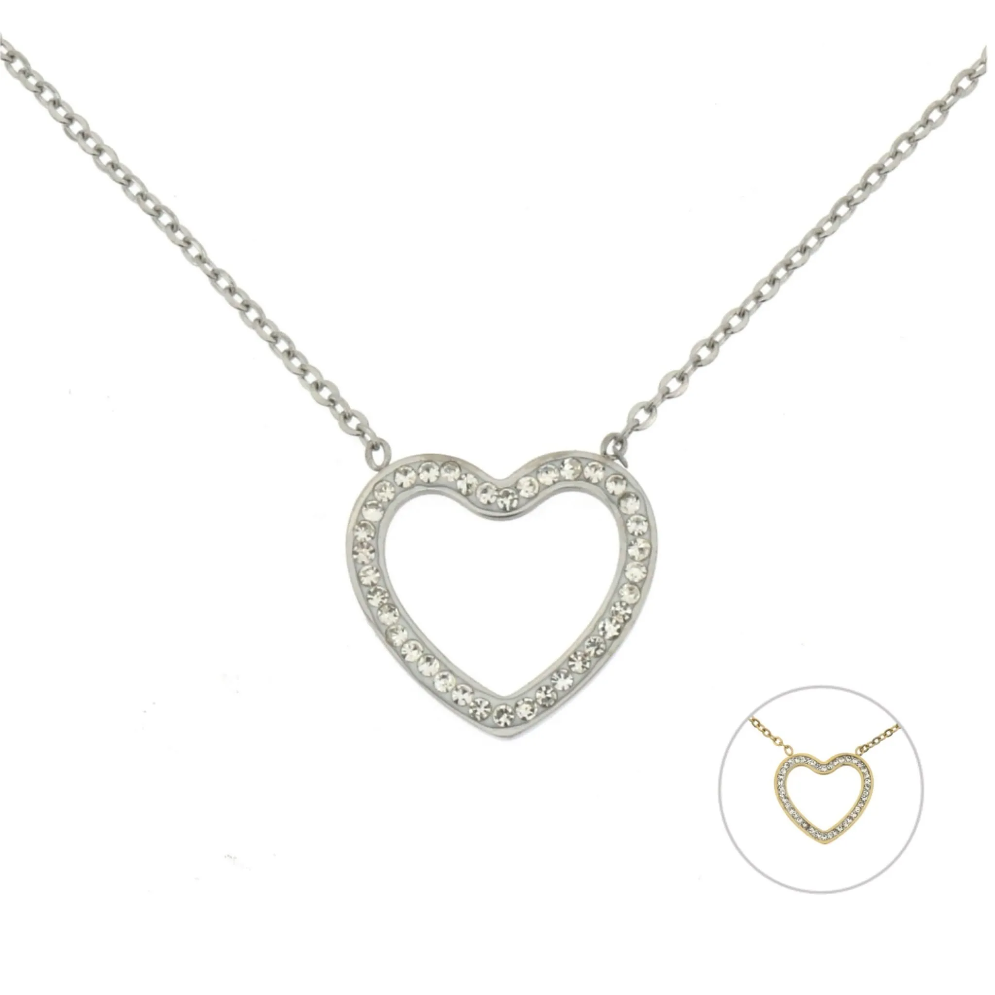 Heart Strass Pendant Chain Jewelry Women Necklace