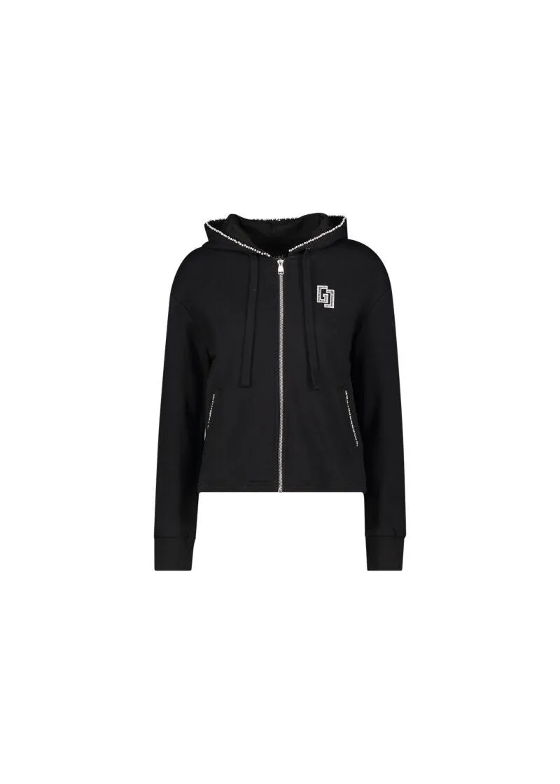 Hoodie with beads and rhinestones