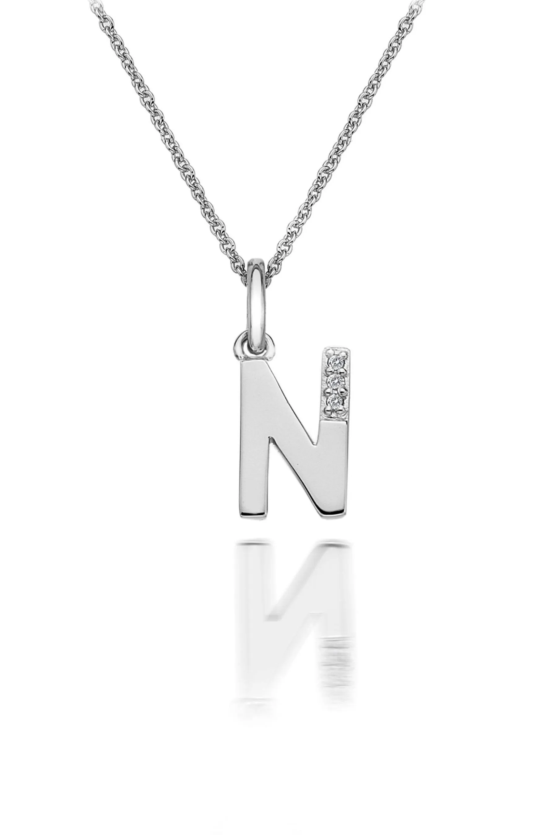 Hot Diamon -ds Argento Collana micro in -itial pen -dan -t    