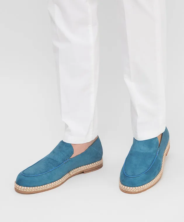 ISAIA Mocassini in pelle scamosciata azzurri ChangeClear SHF003GOAT1