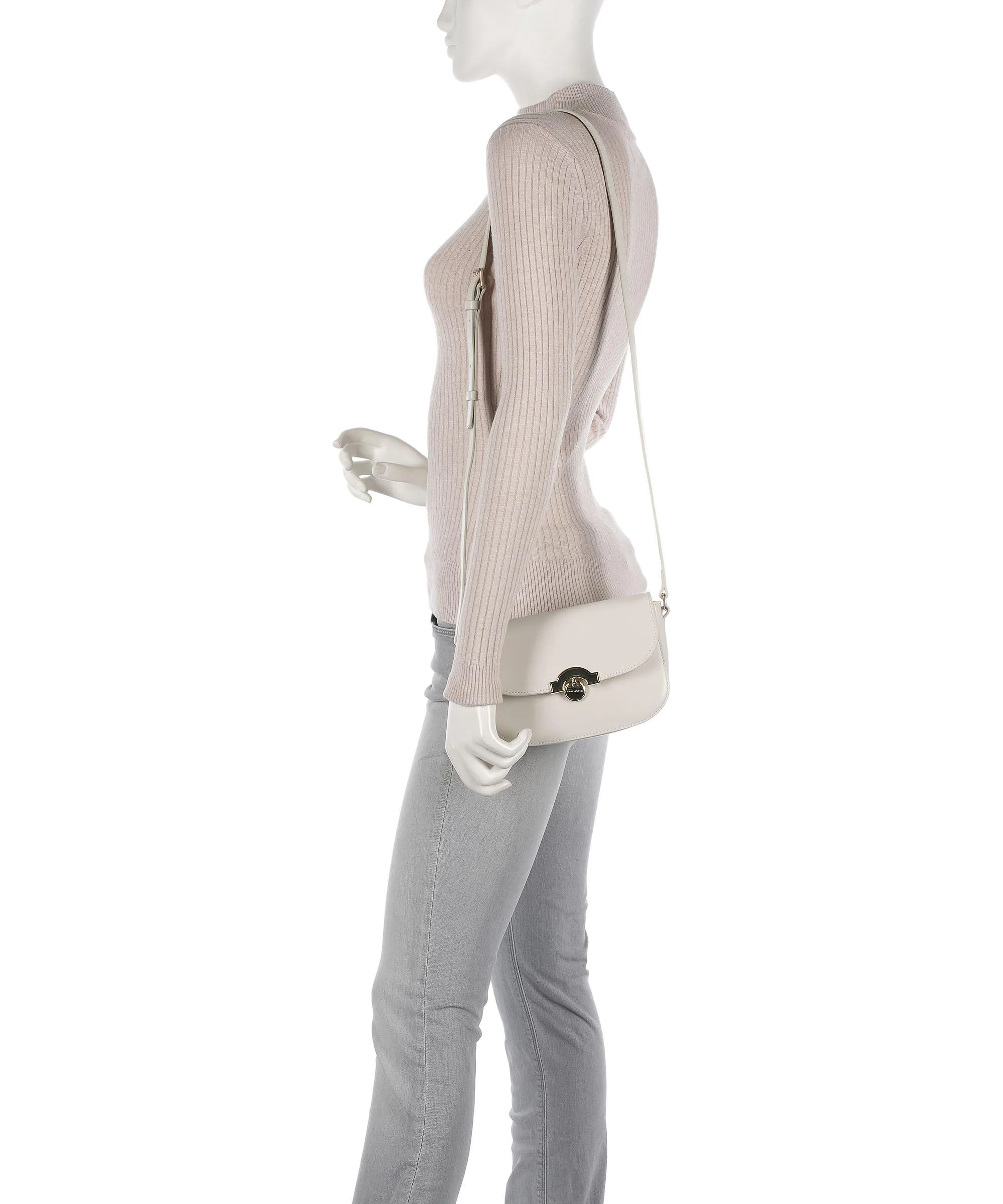 Ivory Finely Grained Calfskin Crossbody Bag by Lancaster Paris Médaille
