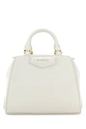 Ivory Leather Nano Antigona Cube Handbag