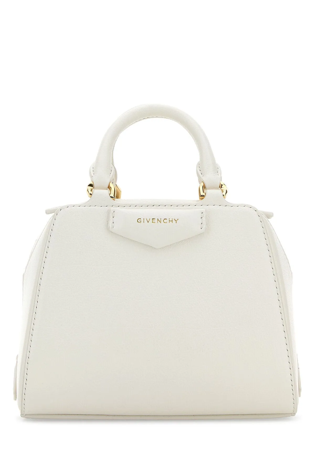 Ivory Leather Nano Antigona Cube Handbag