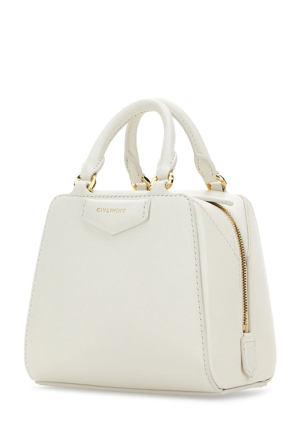 Ivory Leather Nano Antigona Cube Handbag
