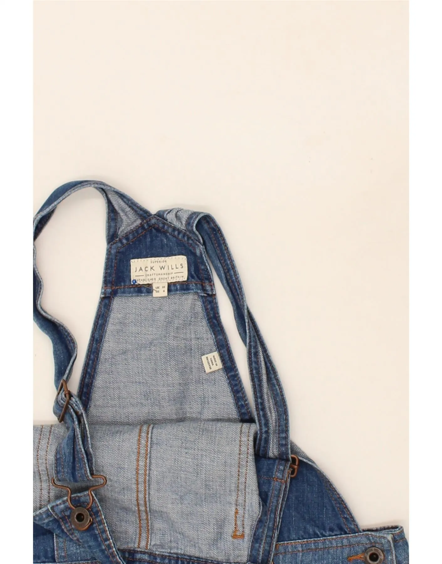 JACK WILLS Womens Dungarees Denim Skirt UK 10 Small W32 Blue Cotton