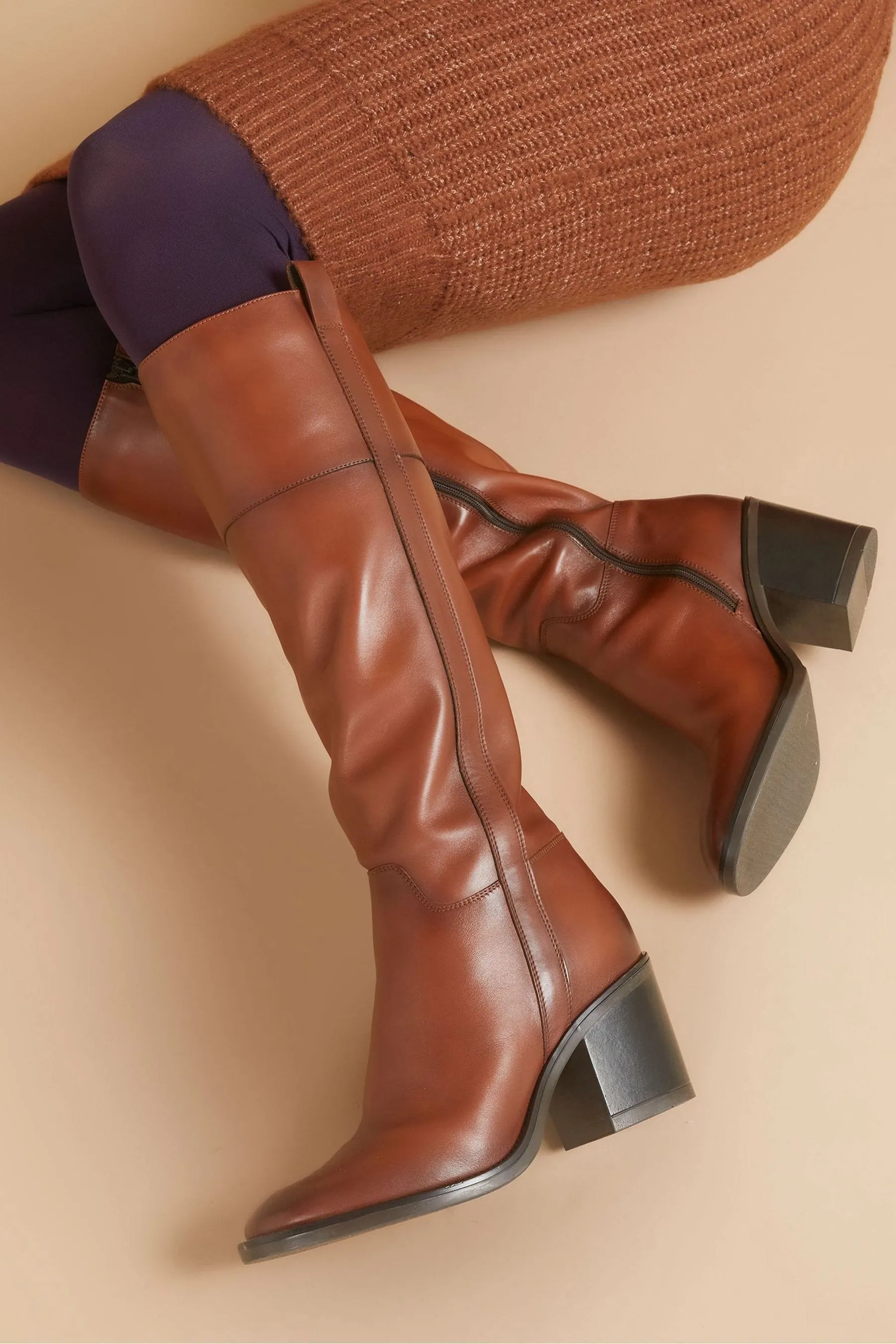 Jones Bootmaker - Marrone pelle ginocchio stivali