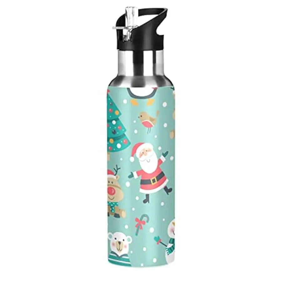 KAAVIYO Christmas Snowman Moose Gift Insulated Stainless Steel 600ML Water Bottle
