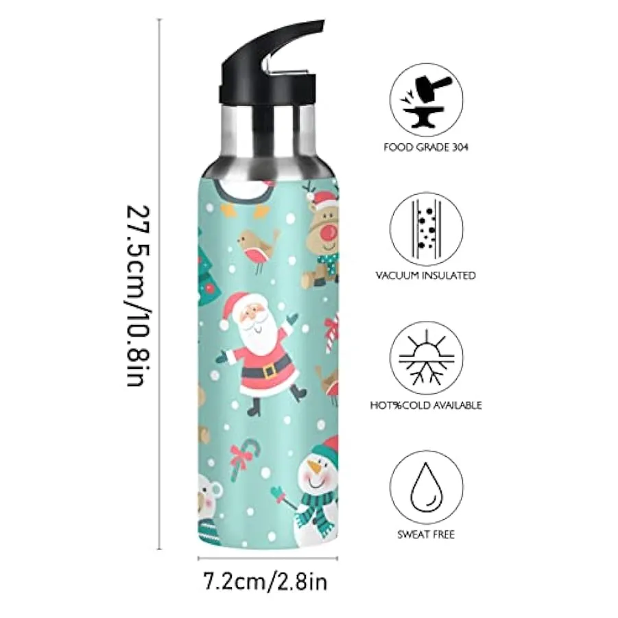 KAAVIYO Christmas Snowman Moose Gift Insulated Stainless Steel 600ML Water Bottle