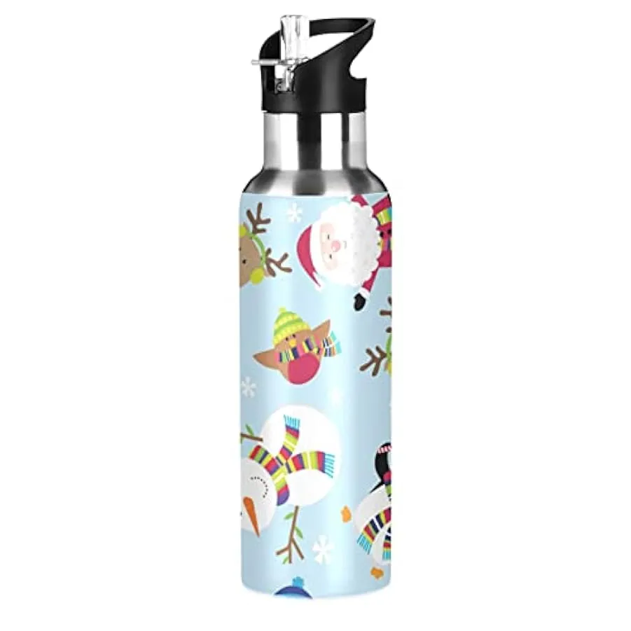 Kaaviyo Simpatico Pupazzo di Neve Alce Cervo Babbo Natale Bottiglia Acqua Isolato Termico Inox 600ML