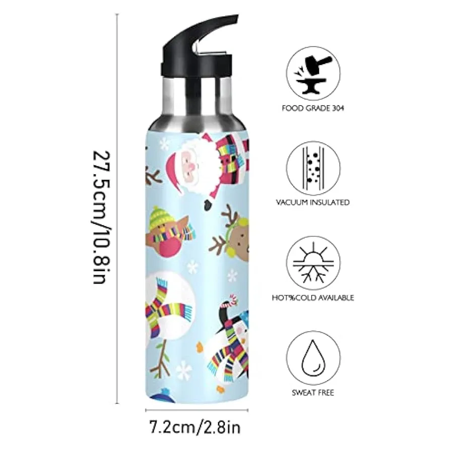 Kaaviyo Simpatico Pupazzo di Neve Alce Cervo Babbo Natale Bottiglia Acqua Isolato Termico Inox 600ML
