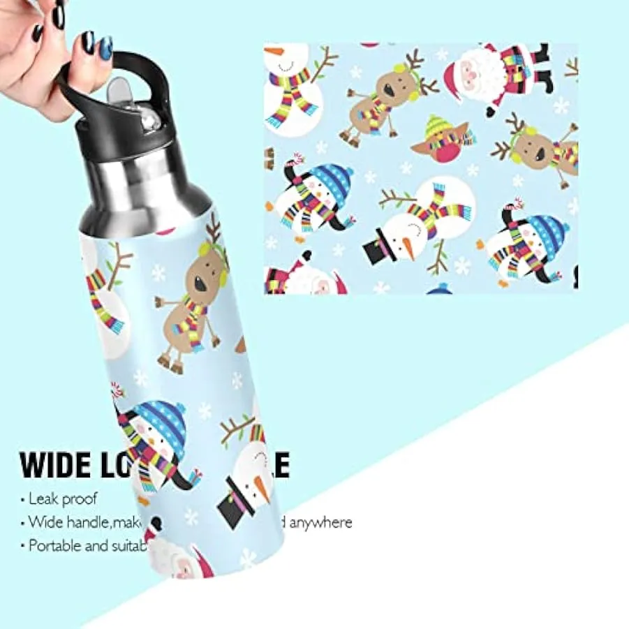 Kaaviyo Simpatico Pupazzo di Neve Alce Cervo Babbo Natale Bottiglia Acqua Isolato Termico Inox 600ML