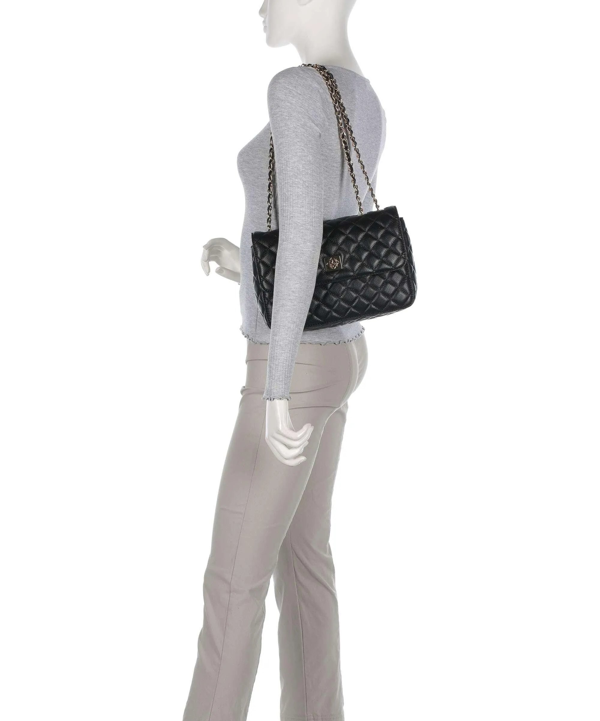 Kazar Vidia Black Grained Cowhide Leather Shoulder Bag