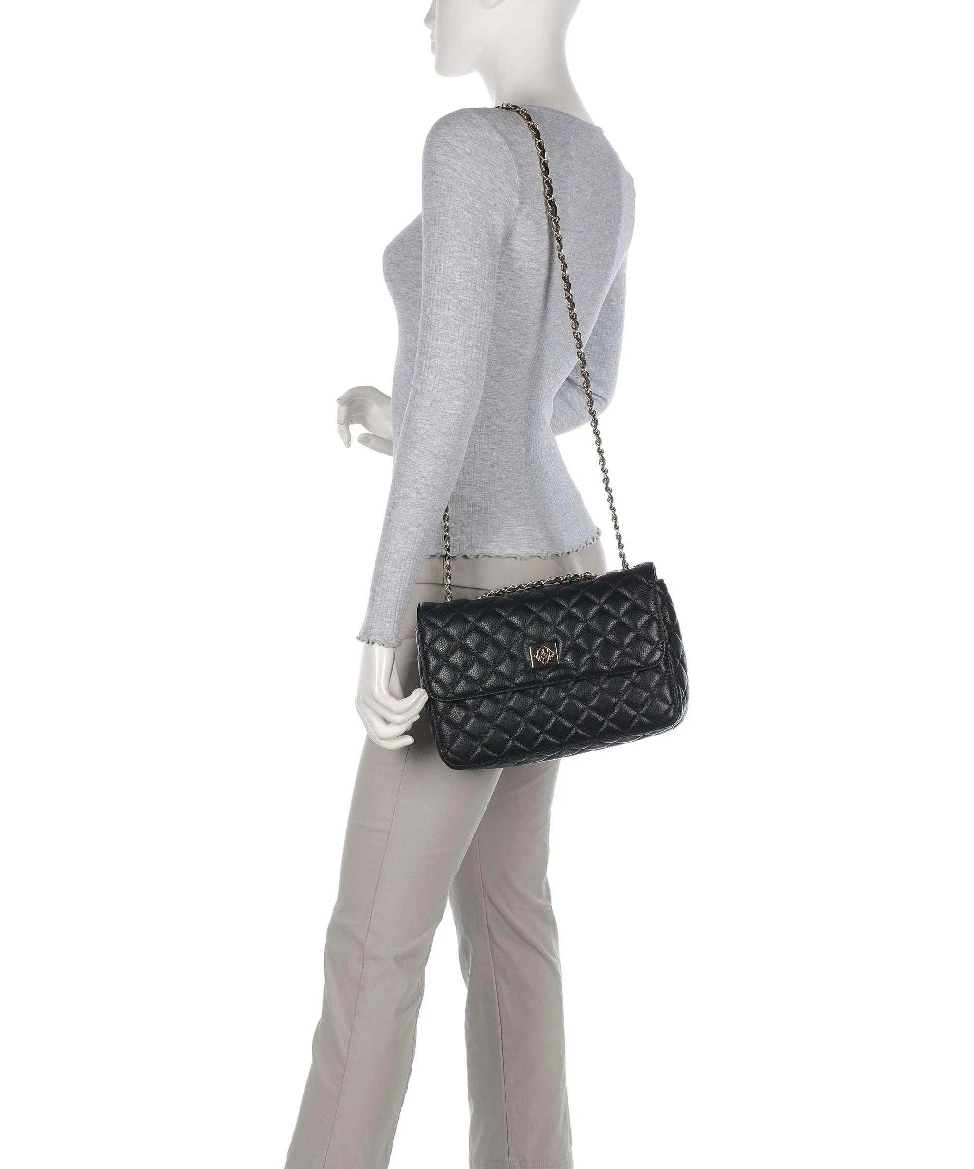 Kazar Vidia Black Grained Cowhide Leather Shoulder Bag