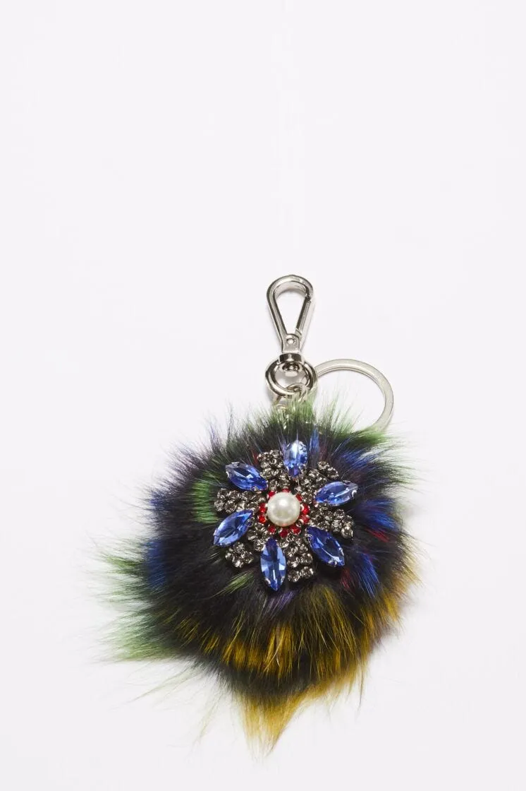 Keychain with stone and crystal embellishment.