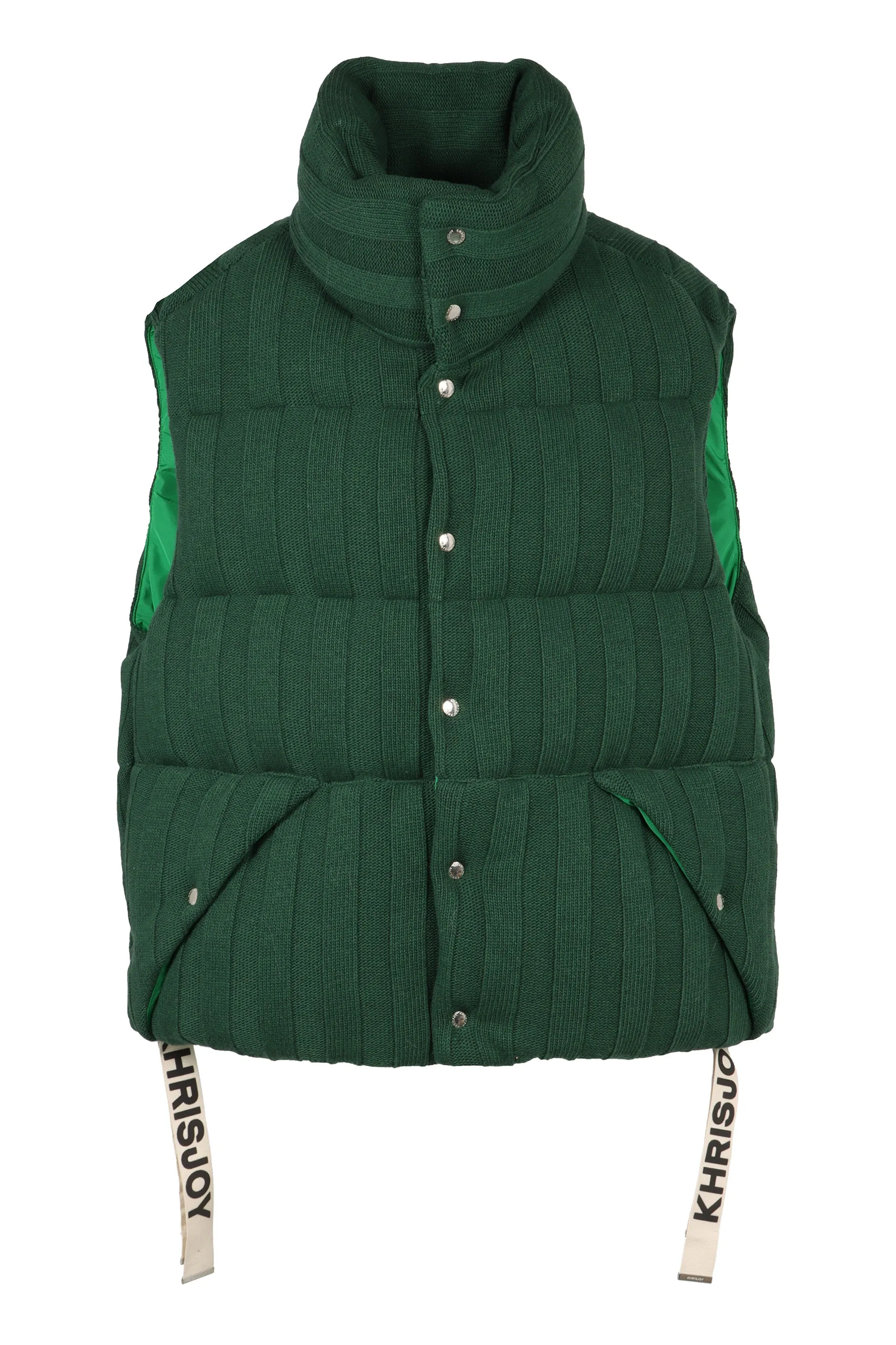 Khaki Puffer Knit Jacket with Padding