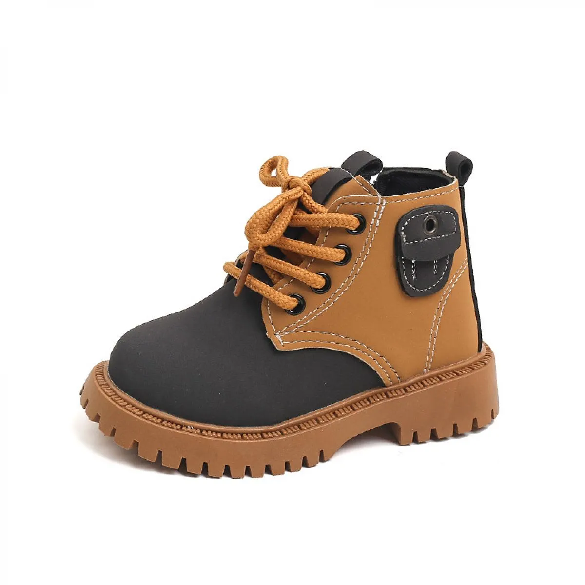 Kids' contrasting color street style boots for boys and girls.