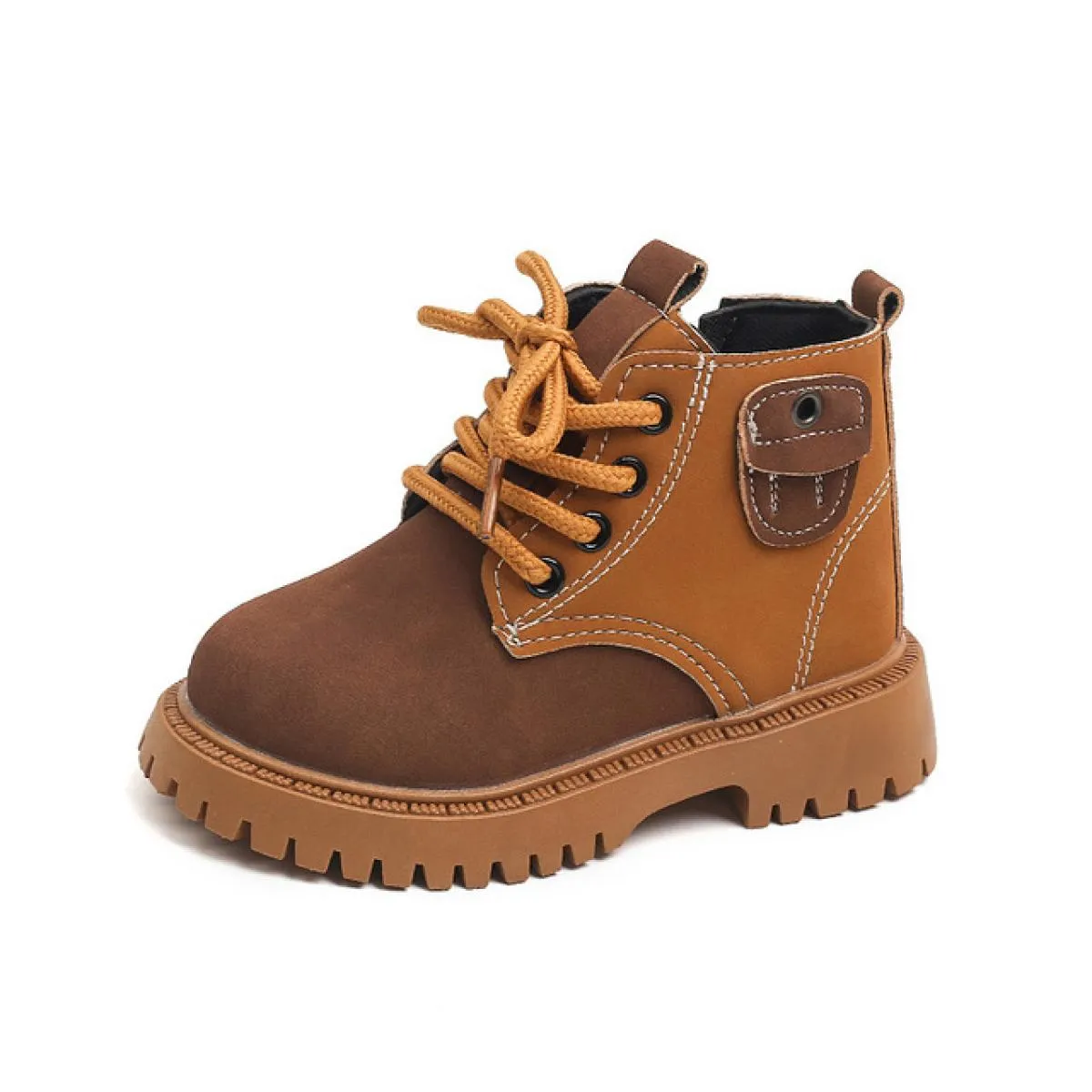Kids' contrasting color street style boots for boys and girls.