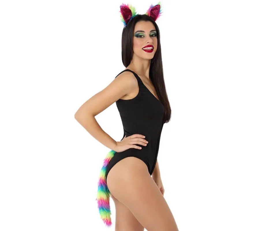Kit di gattino multicolore: orecchie e coda