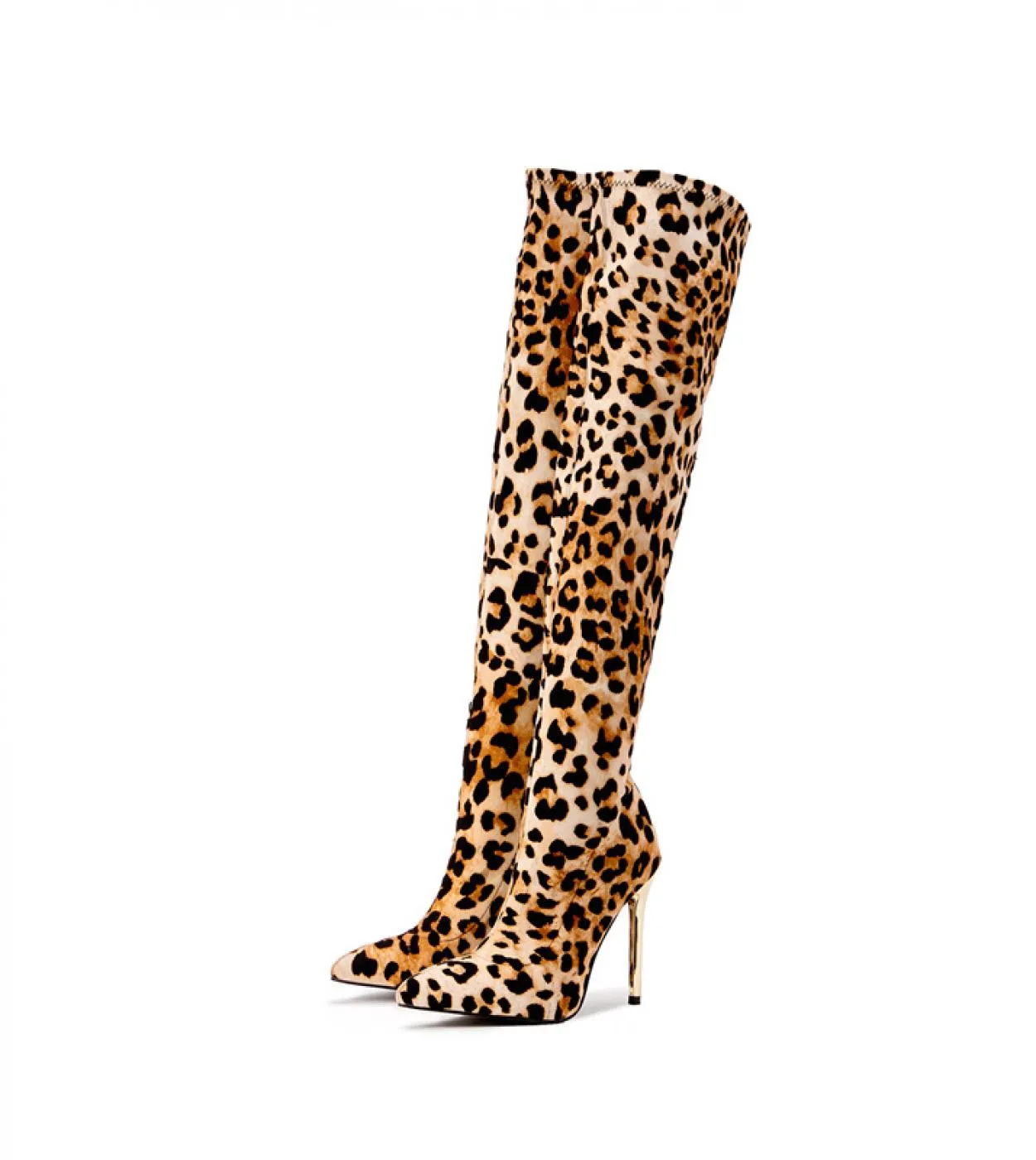 Knee-high thigh-high high-heeled leopard boots Winter 2023 Women