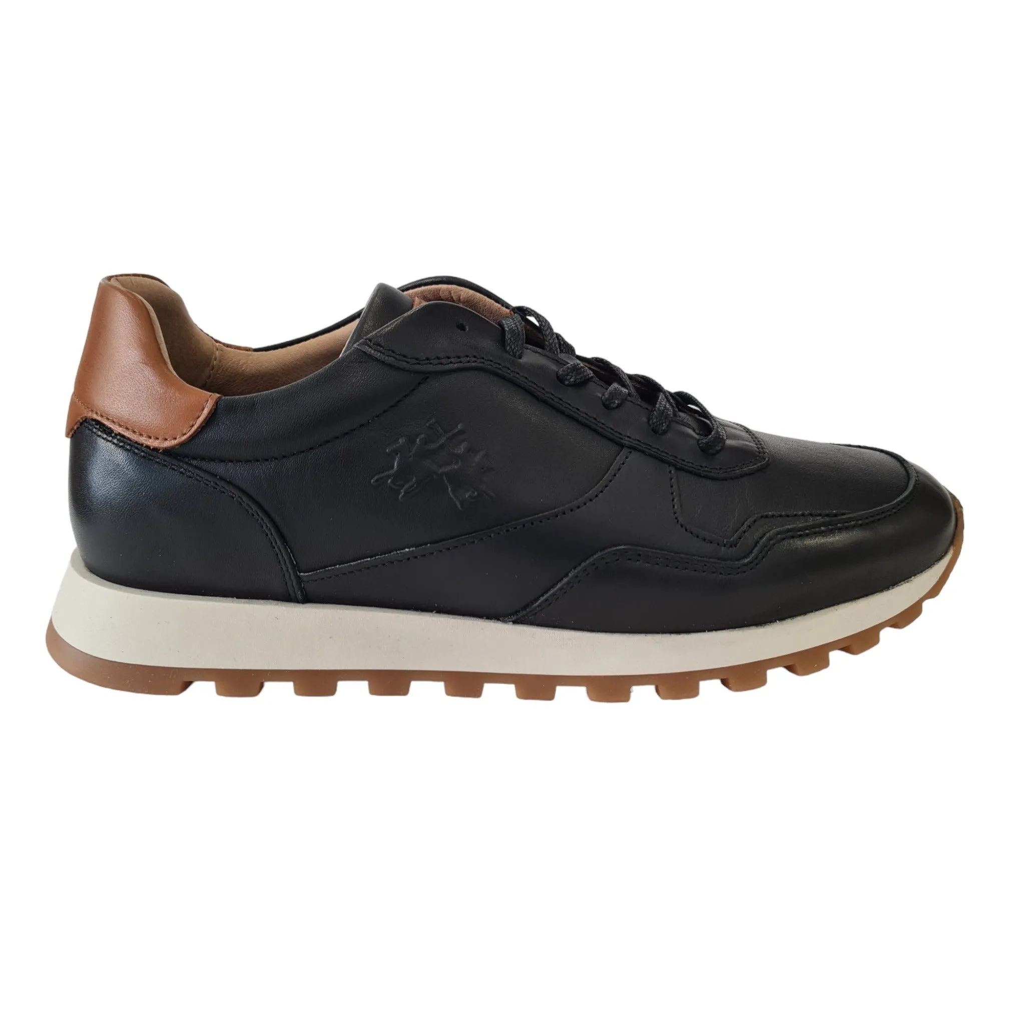 La Martina Men's Black Leather Sneakers Code 23.