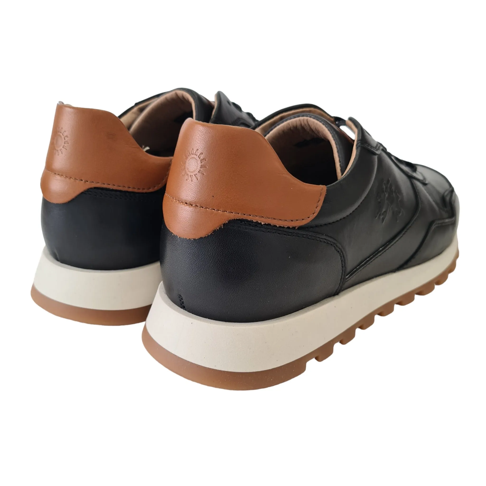 La Martina Men's Black Leather Sneakers Code 23.