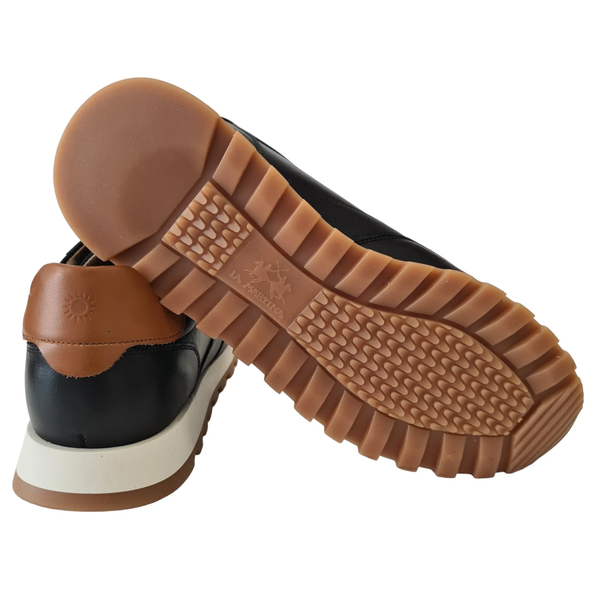 La Martina Men's Black Leather Sneakers Code 23.