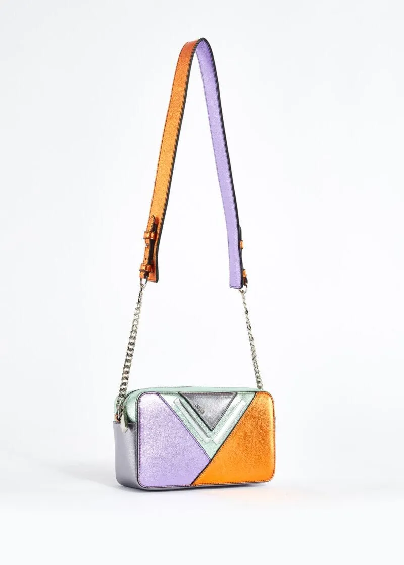 Laminated pattern crossbody bag